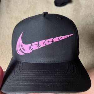 Nike Black Hat with Pink Swoosh